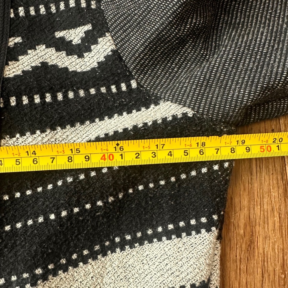 Anthropologie Moto Jacket Women L Asymmetrical Zip Southwestern Black White USA - Picture 2 of 7